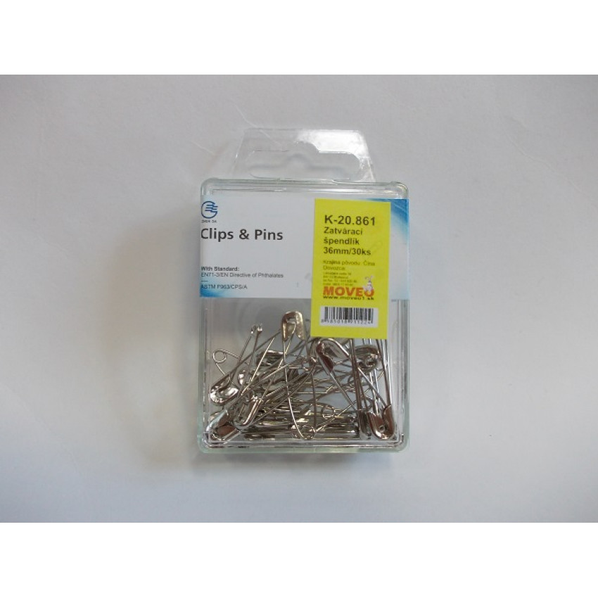 Zatváracie špendlíky 36mm 30ks