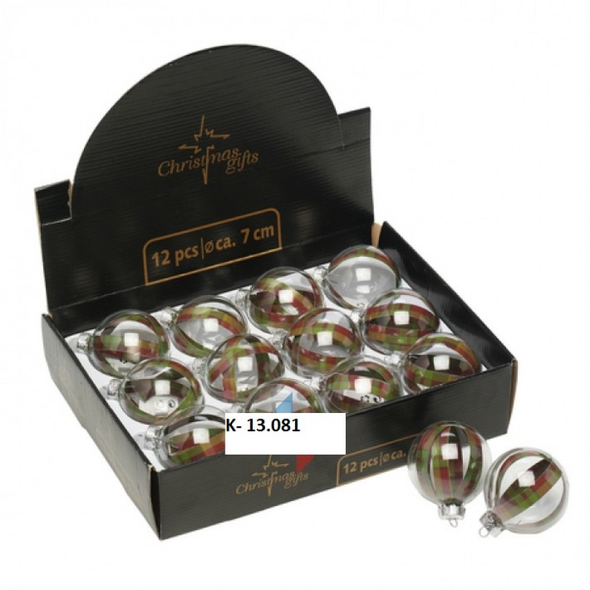K-13.081 Vianočné gule-kárované-7cm