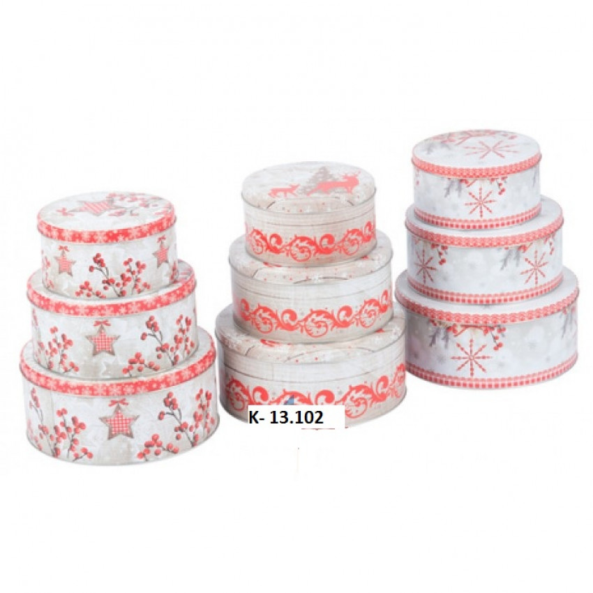 K-13.102 Vianočná guľatá krabica/3ks