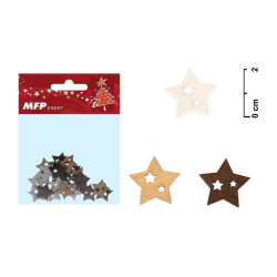 Drevená ozdoba 2cm 24ks hviezda