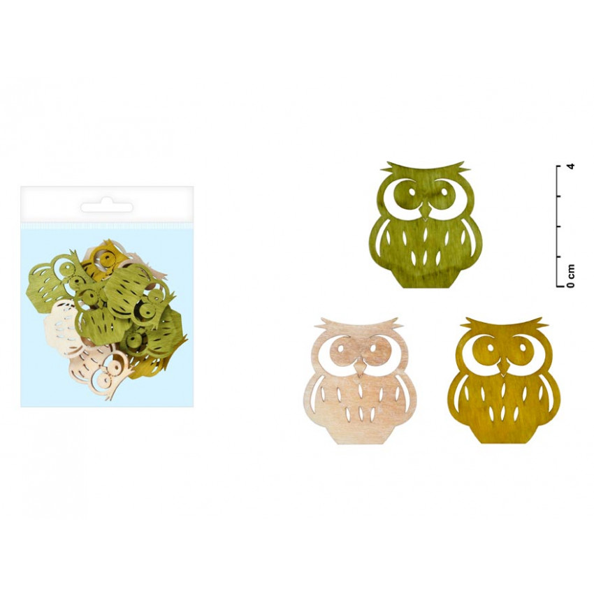 Drevená ozdoba 3,4cm 12ks sova