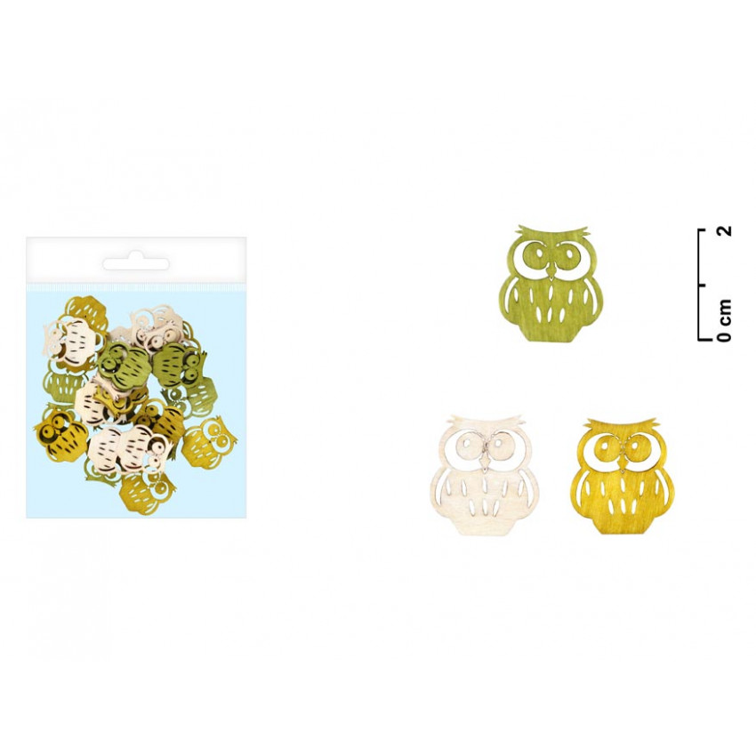 Drevenná ozdoba 2cm 24ks sova
