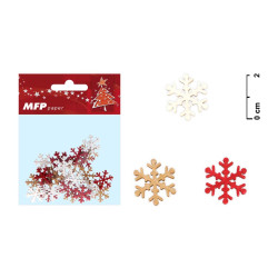 Drevenná ozdoba 2cm 24ks vločka