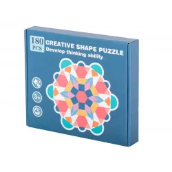 Drevené puzzle MONTESSORI, farebné mozaikové tvary, 180 dielikov